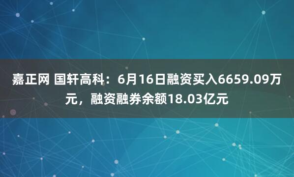 嘉正网 国轩高科：6月16日融资买入6659.09万元，融资融券余额18.03亿元